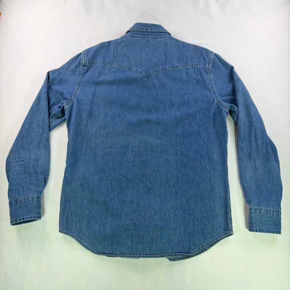 Levi's Standard Western Denim Shirt Mens M Medium Wash Pearl Snap Cowboy Fit